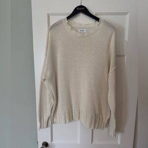 Pistola Cream Cotton Distressed Sweater Sz L